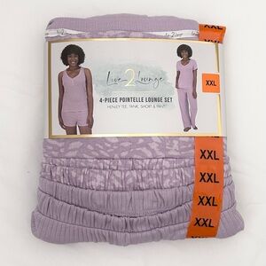 Live2Lounge Women's Lavender 4-Piece Pointelle Pajama Set